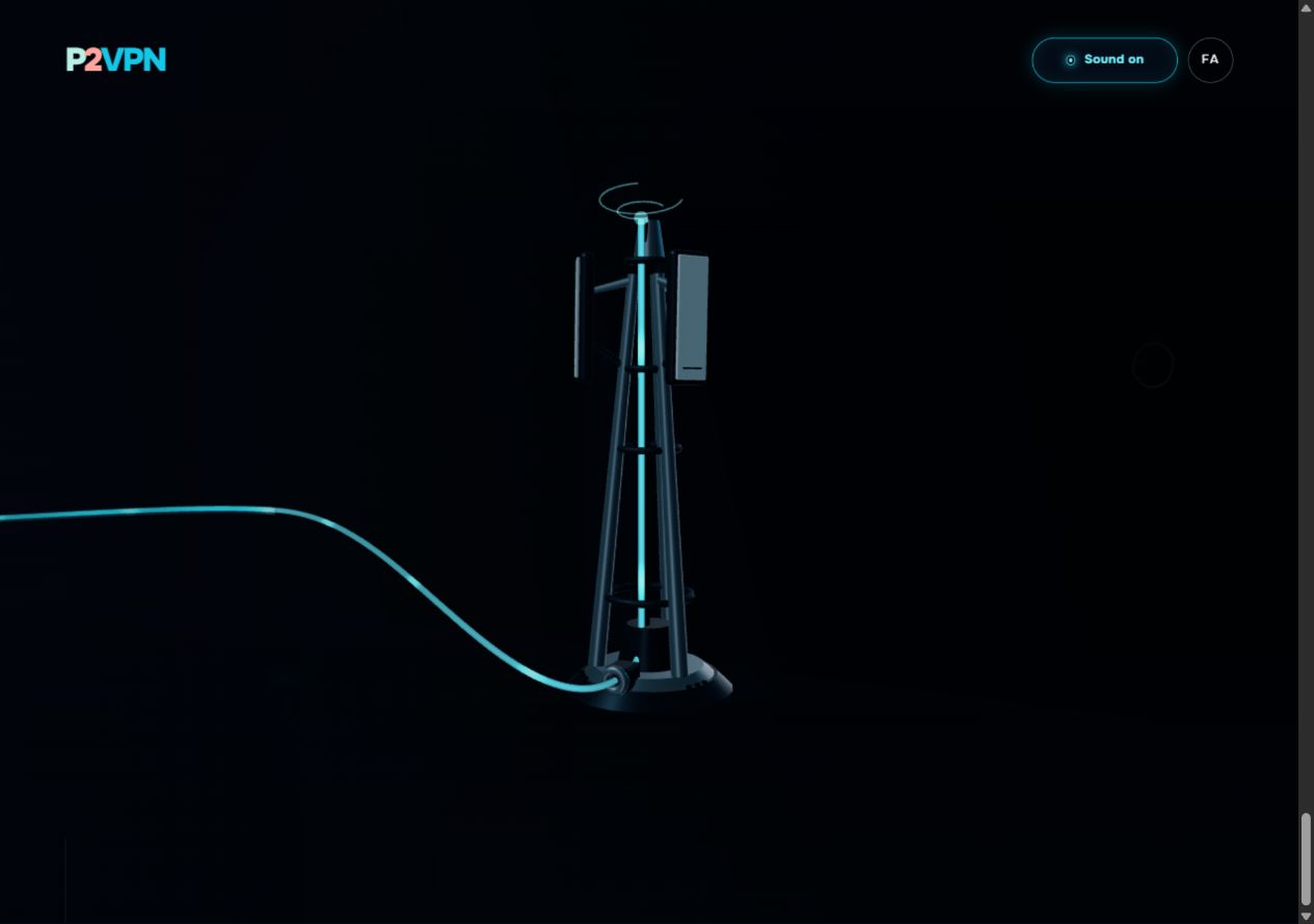 The restored cyan connection continues from the DPI output into a relay mast and travels upward to its antenna crown.